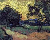 文森特 威廉 梵高 : 日落时的奥维尔别墅